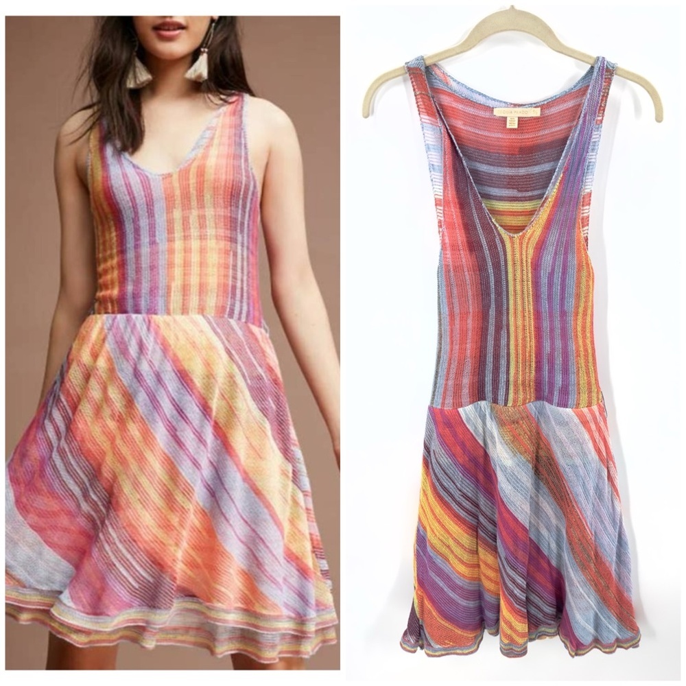 Anthropologie Cecelia Prado Dress Womens Small Reverie Rainbow Sweater Knit Boho